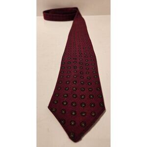 Vintage Holt Renfrew Wool Necktie Red Blue Geometric Made In Egland